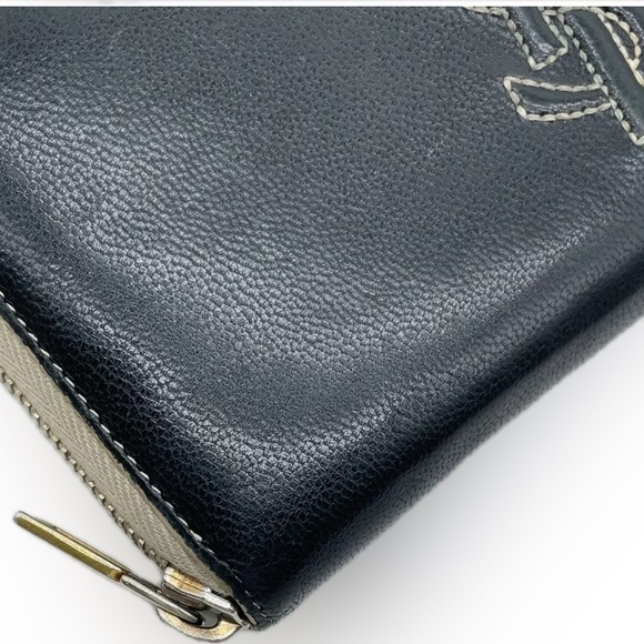 Yves Saint Laurent YSL Black Patent Leather Wallet White Accents & Box Rare - Picture 11 of 15